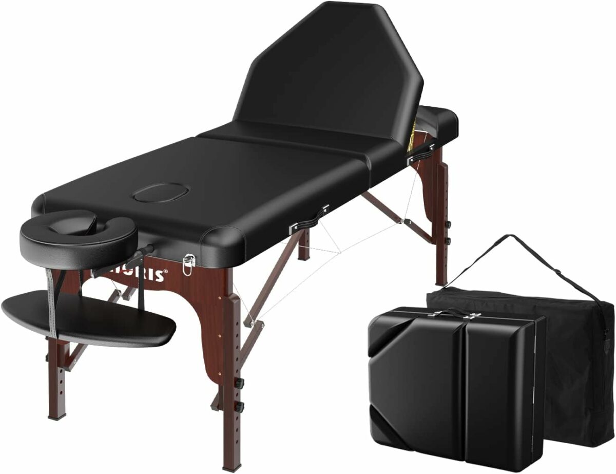 CLORIS 84 Professional Massage Table Portable 3 Fold Memory Foam Aluminium Leg Hold Up to 1100LBS Lightweight Spa Salon Tattoo Massage Bed Height Adjustable with Carrying Bag