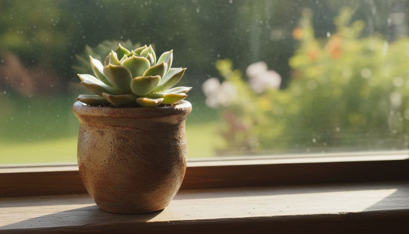 How to Set Boundaries Without Feeling Selfish or Guilty 2 A single green succulent sits in a minimalist ceramic pot on a bright windowsill.