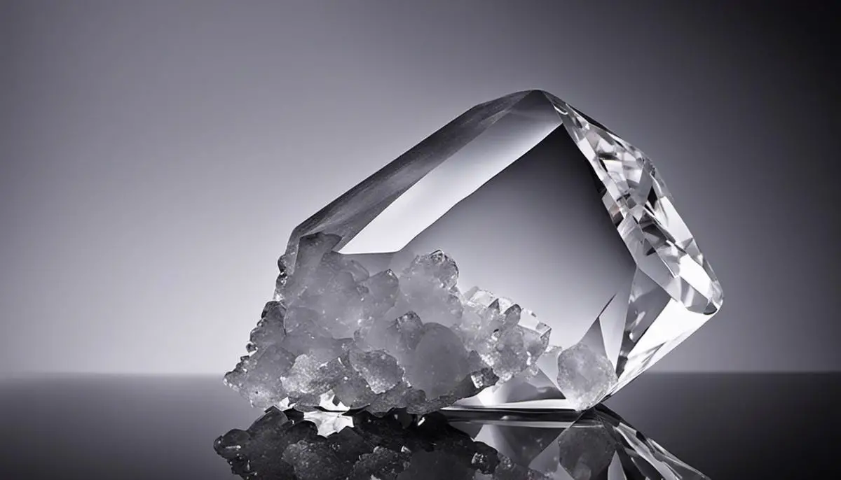 A beautiful image of a quartz crystal with its transparent appearance symbolizing purity, patience, and perseverance.