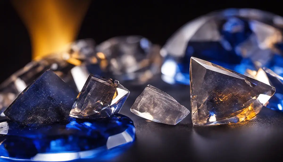 Sapphire crystals used in electronics, showcasing their unique properties in thermal conductivity, resistance to radiation damage, and broad optical transmission range.